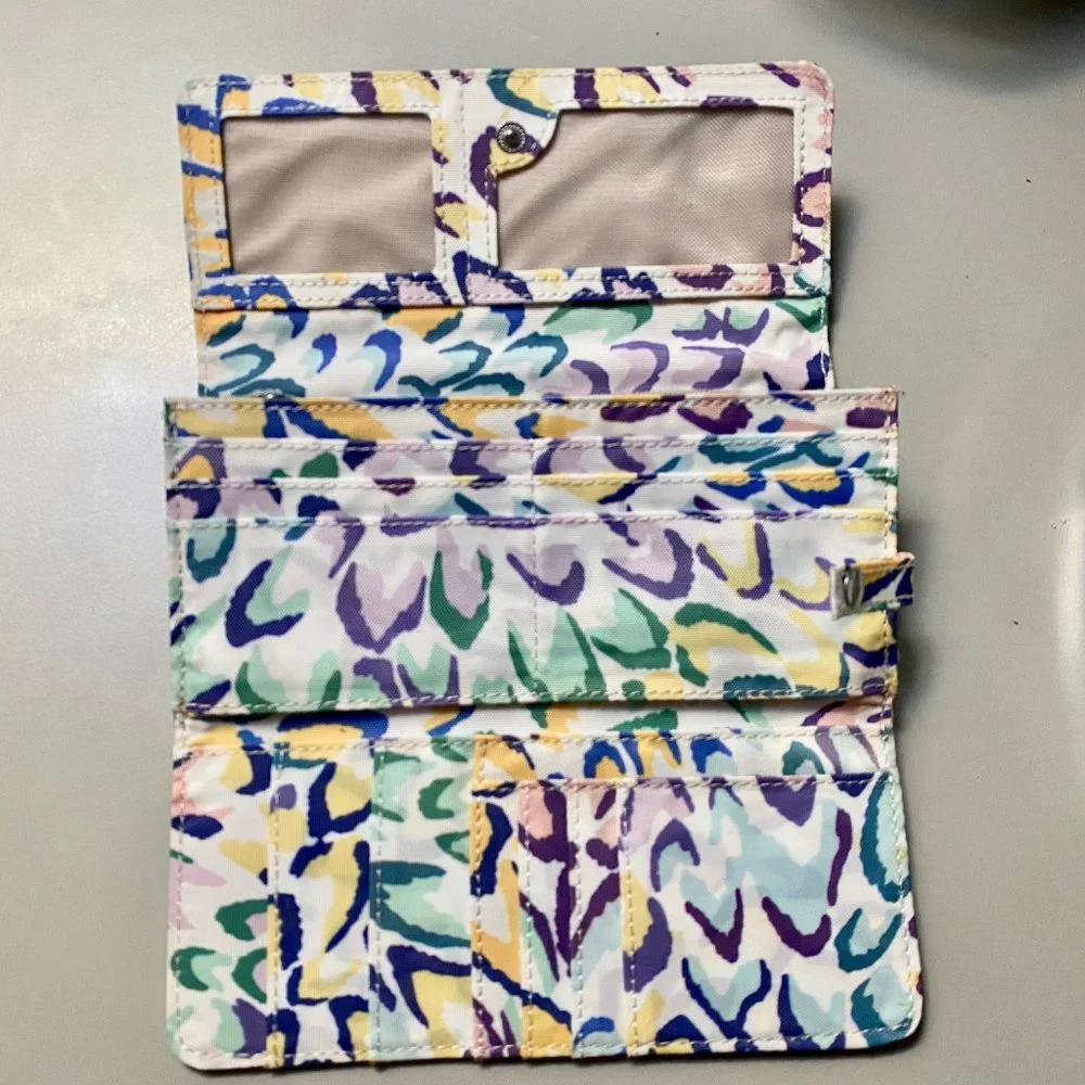 Kipling Leopard Print Textile Padded Wallet Organizer  7,5